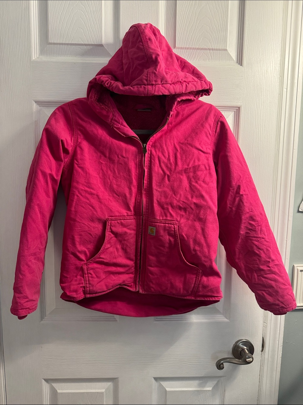 Carhartt Kids Bright Pink Hooded Zip Jacket Fleece lined